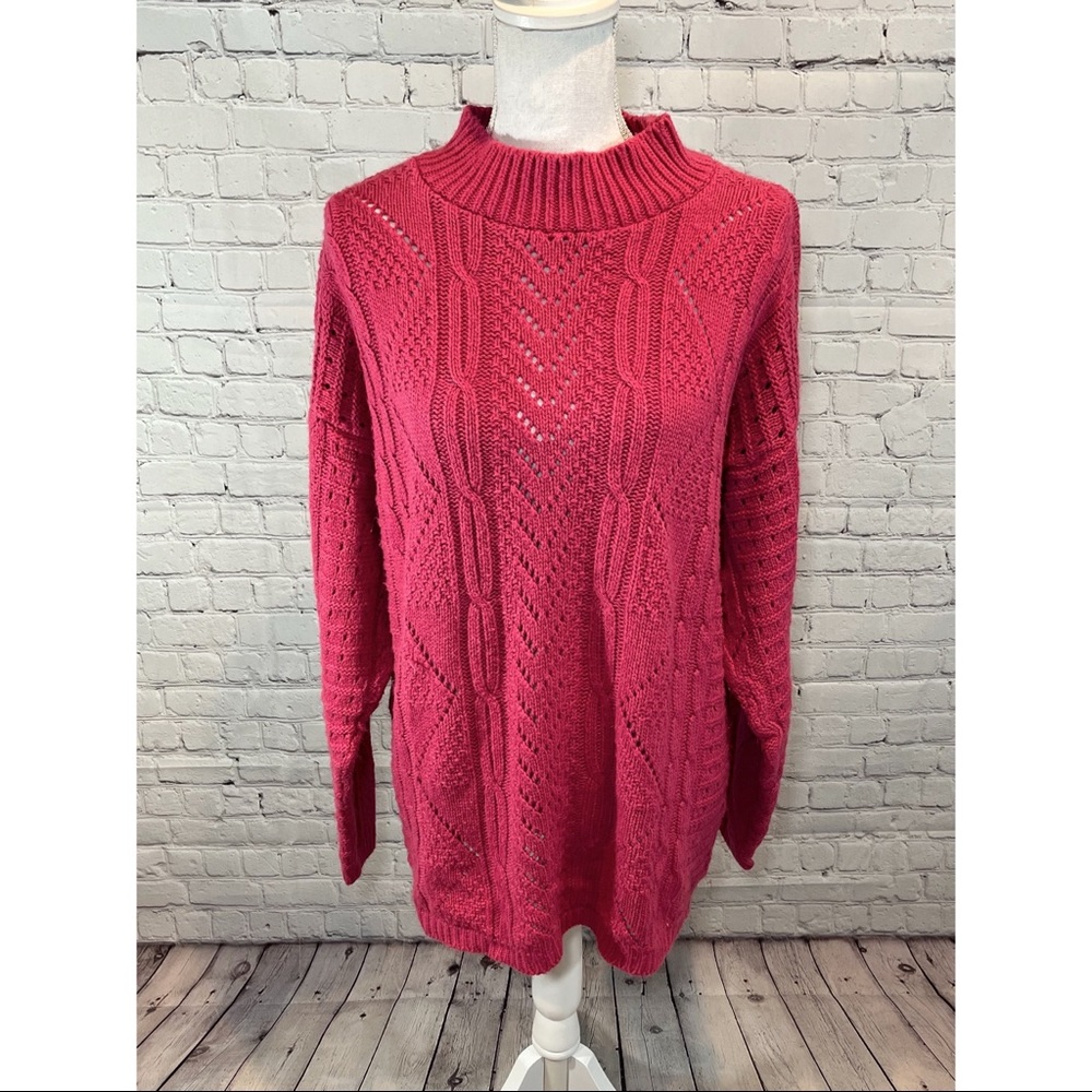 COLLEGE POINT Vintage 80's Cable Knit High Neck Sweater